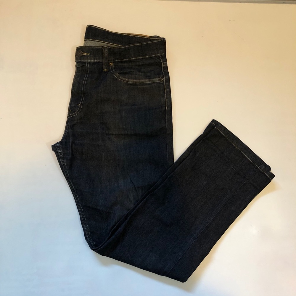 Levi's 504 Straight Fit Dark Wash Balck Denim Jeans Pants 34W 32L C